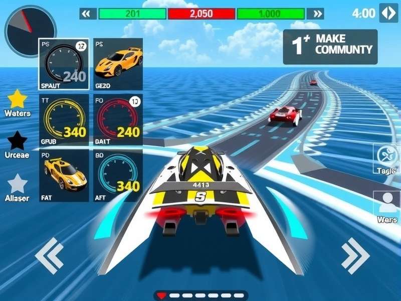 Fin Racing Hero vehicle customization screen showing various upgrade options